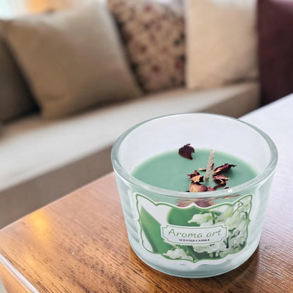 Aroma Art Scented Candle in Glass Jar – Long Lasting Aromatherapy Candle with Multiple Fragrance Options for Home, Bedroom, Spa & Relaxation Décor (5H x 7.5W x 7.5L CM) - Damoo
