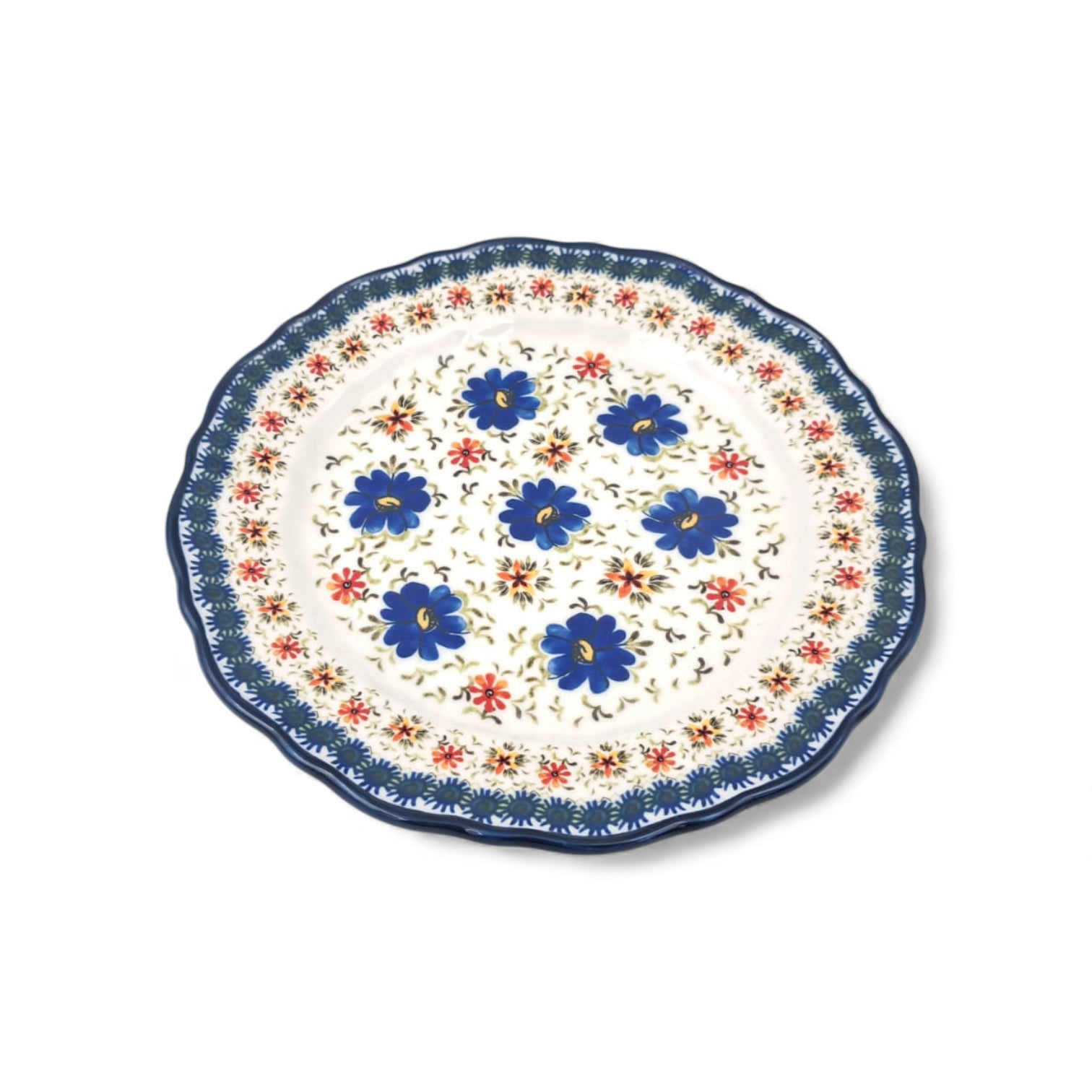 Hand-Painted Ceramic Breakfast Plate 23cm – Boleslawiec Floral Pattern – Stoneware – Microwave & Dishwasher Safe – Durable & Food-Safe Gift Plate