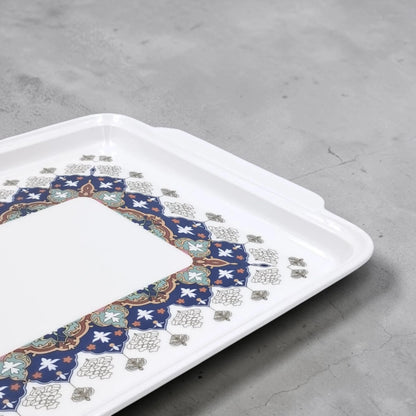 Rectangular Serving Tray with Handles & Decorative Border Design – Multipurpose Tea, Coffee & Food Serving Tray - Damoo