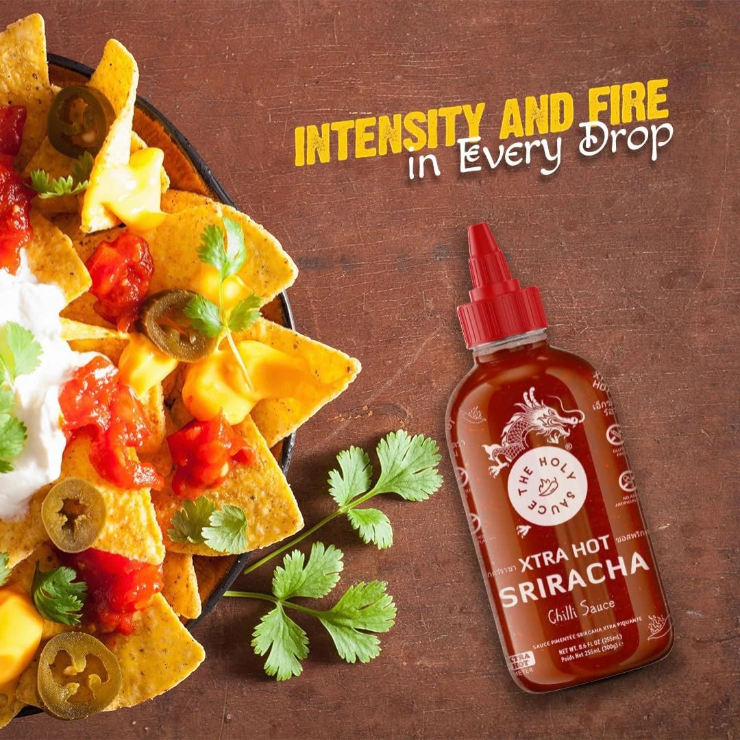 The Holy Sauce Sriracha Hot Sauce 580 gm – Authentic Thai Extra Hot Chili Sauce, Gluten-Free & Vegan-Friendly, Perfect for Marinades & Spicy Dishes - Damoo