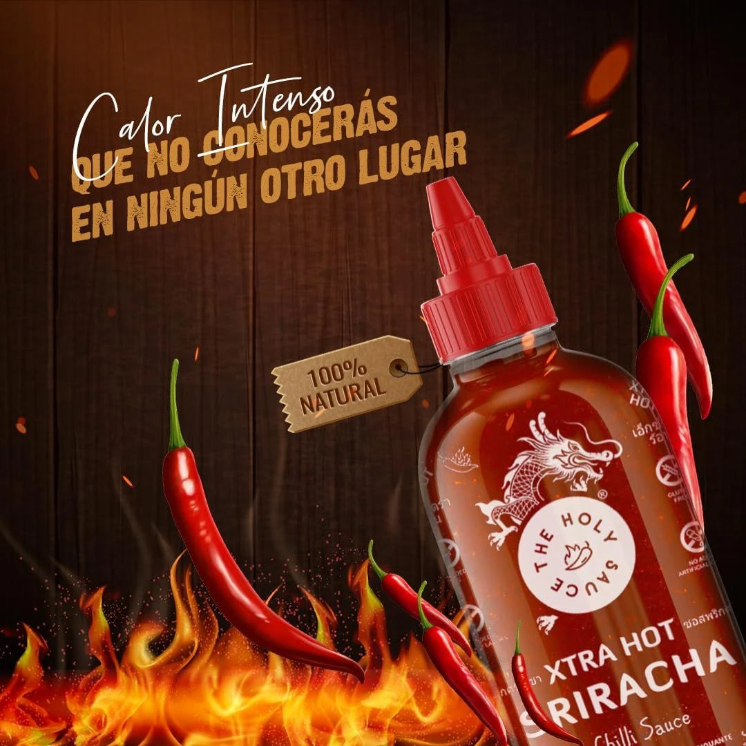 The Holy Sauce Sriracha Hot Sauce 580 gm – Authentic Thai Extra Hot Chili Sauce, Gluten-Free & Vegan-Friendly, Perfect for Marinades & Spicy Dishes - Damoo
