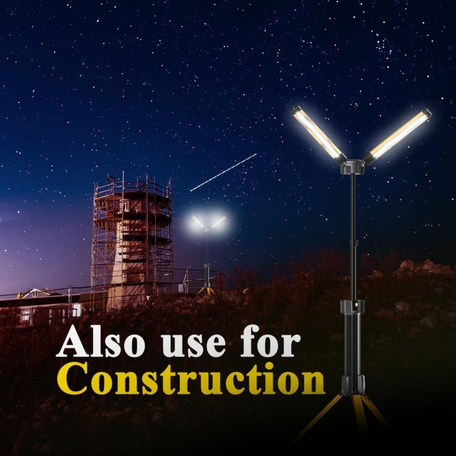 Toby’s VIP 11 Max Camping Light | 10000 Lumens Ultra-Bright LED with 5000mAh Rechargeable Battery & Adjustable Tripod | Outdoor Party, BBQ & Desert Lighting - Damoo