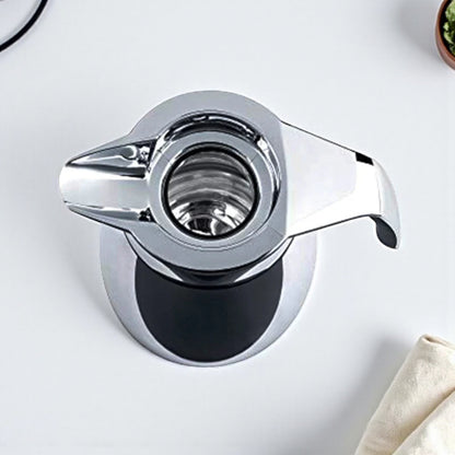 Emsa Cone Thermal Jug Swirl 1 L – Metallic Silver | Premium German-Made Vacuum Flask with Glass Liner for Hot & Cold Drinks - Damoo