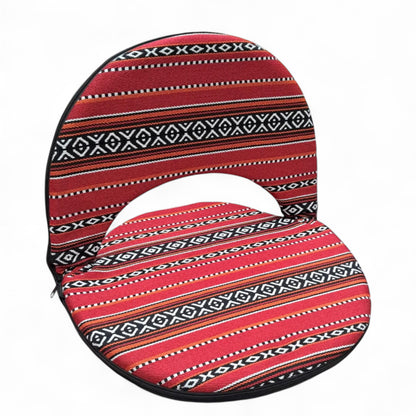 Folding Floor Chair with Backrest – Portable Comfortable Cushion Seat for Gaming, Meditation, Camping & Home Use – Traditional Red Majlis Pattern – W49 x H42 x L52 cm