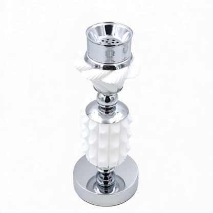 Modern Silver & White Bakhoor Burner – Ornate Decorative Arabic Incense Holder for Home, Office & Majlis – Metal & Textured Design (H26 × L10 × W10 CM) - Damoo