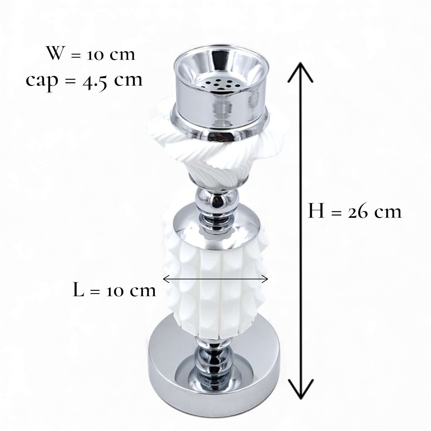 Modern Silver & White Bakhoor Burner – Ornate Decorative Arabic Incense Holder for Home, Office & Majlis – Metal & Textured Design (H26 × L10 × W10 CM) - Damoo