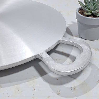 Al Huraiz Heavy Duty Aluminium Flat Tawa with Dual Handles – Thick Aluminum Cooking Plate for Roti, Chapati & Flatbread (1.5H x 48L × 41W CM) - Damoo