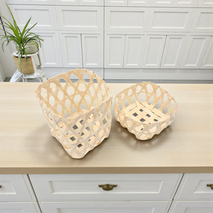Handmade Natural Bamboo Storage Basket – Small Woven Decorative Organizer for Home Décor, Gift Packaging & Table Storage (14.5H x 12W x 12L CM) - Damoo
