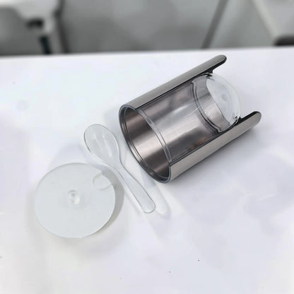 Acrylic Sugar Jar with Lid and Spoon, Clear Condiment Container with Serving Spoon, Kitchen Counter Sugar Pot, Decorative Storage Jar Available in 2 Designs - Damoo