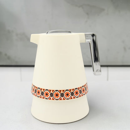 Vacuum Insulated Thermal Coffee & Tea Flask with Arabic Pattern Design, Stainless Steel Inner Thermos Jug, Hot & Cold Beverage Server, Available in Different Colors (23H x 20L × 16W CM) - Damoo