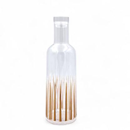 Luxury Tall Glass Bottle with Golden Stripes – Elegant Decorative Transparent Carafe for Water, Juice, or Table Display - Damoo