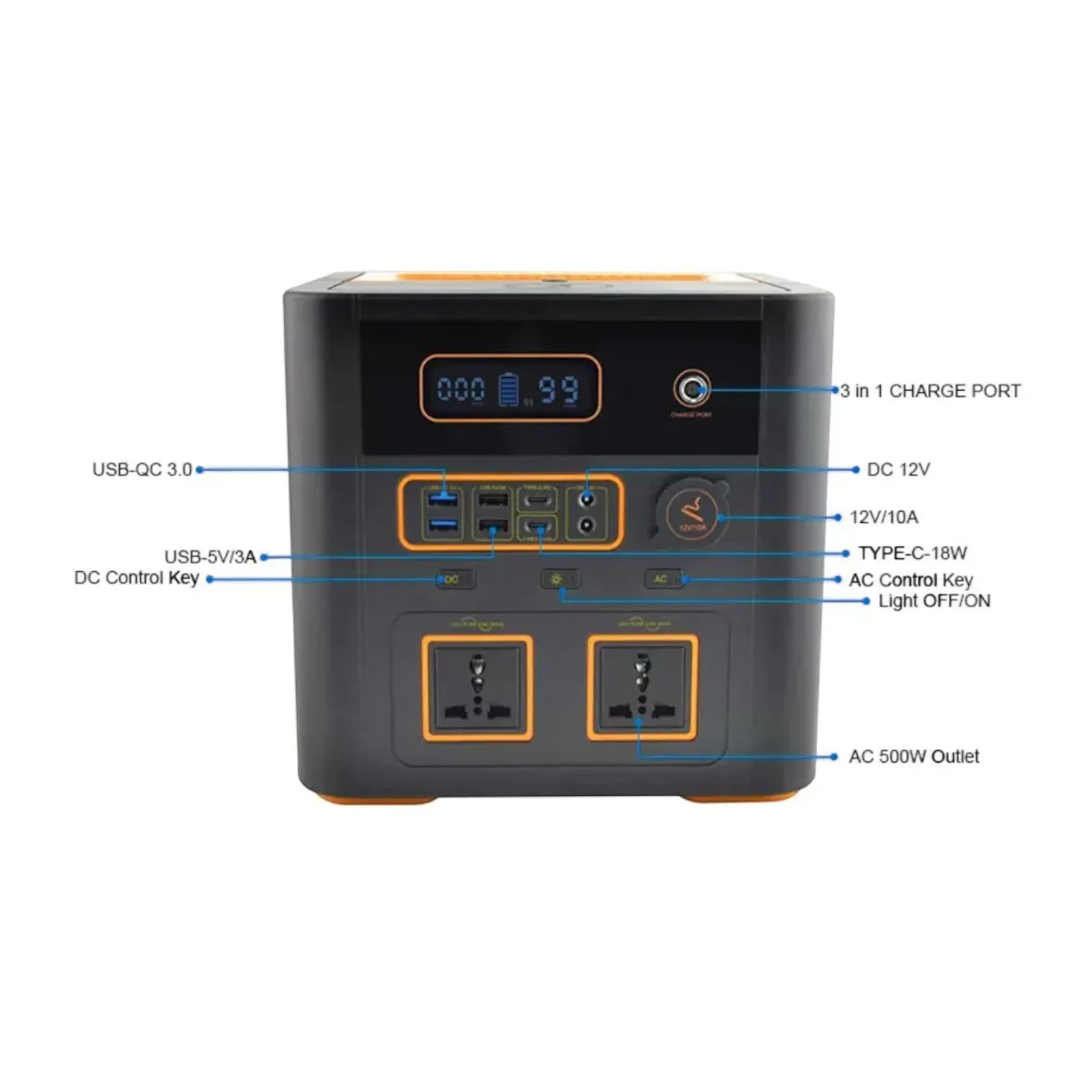 Toby’s TBS-150A Portable Power Station 150000mAh – Wireless Charger, 555W Output, Multi-Device Charging with USB, Type-C, AC & DC Ports – Outdoor Camping, Travel & Emergency Backup Inverter