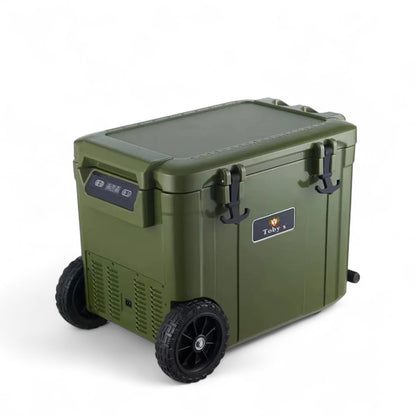 Toby's Portable Car Refrigerator 55L – Outdoor Camping Electric Cooler with Wheels, Fast Cooling, Dual Zone & 12V/24V Car & Home Use