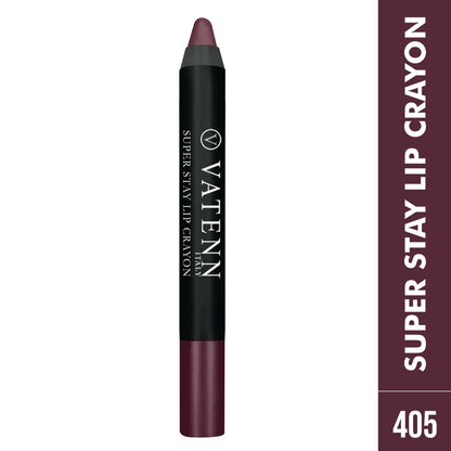 Vatenn Italy Super Stay Lip Crayon Lipstick – Shade 405 Vixen | Waterproof, Smudge-Proof, Bold Matte Lip Color, Non-Drying & Long-Lasting Comfort - Damoo
