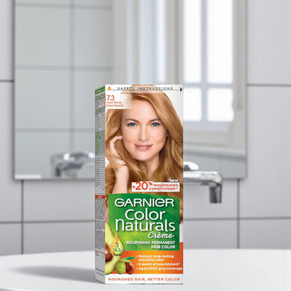 Garnier Color Naturals Creme Hair Color 7.3 Hazel Blonde – Nourishing Permanent Hair Dye with 3 Oils, Up to 100% Grey Coverage, 8 Weeks of Radiant Shine - Damoo
