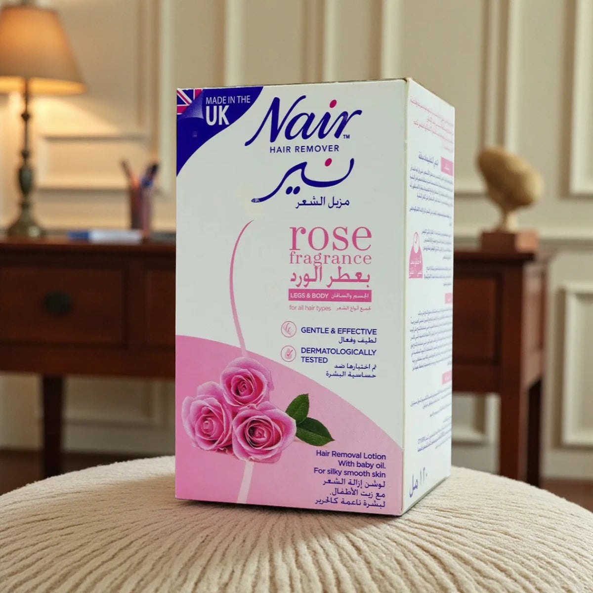 Nair Rose Fragrance Hair Removal Lotion for Legs & Body – With Baby Oil for Silky Smooth Skin – Dermatologically Tested – 120 ml - Damoo