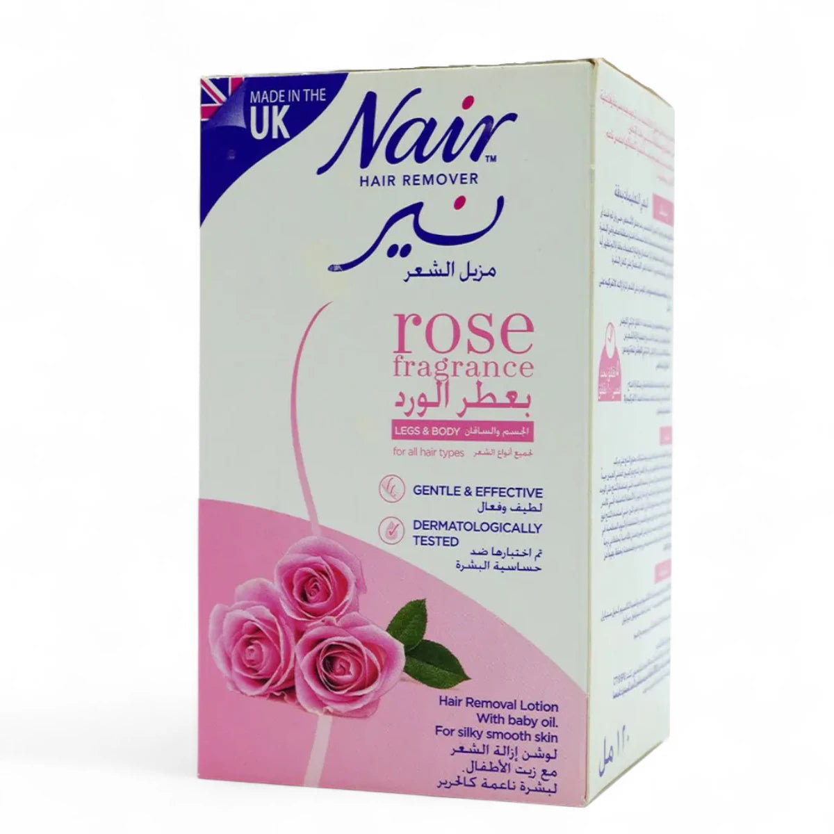 Nair Rose Fragrance Hair Removal Lotion for Legs & Body – With Baby Oil for Silky Smooth Skin – Dermatologically Tested – 120 ml - Damoo