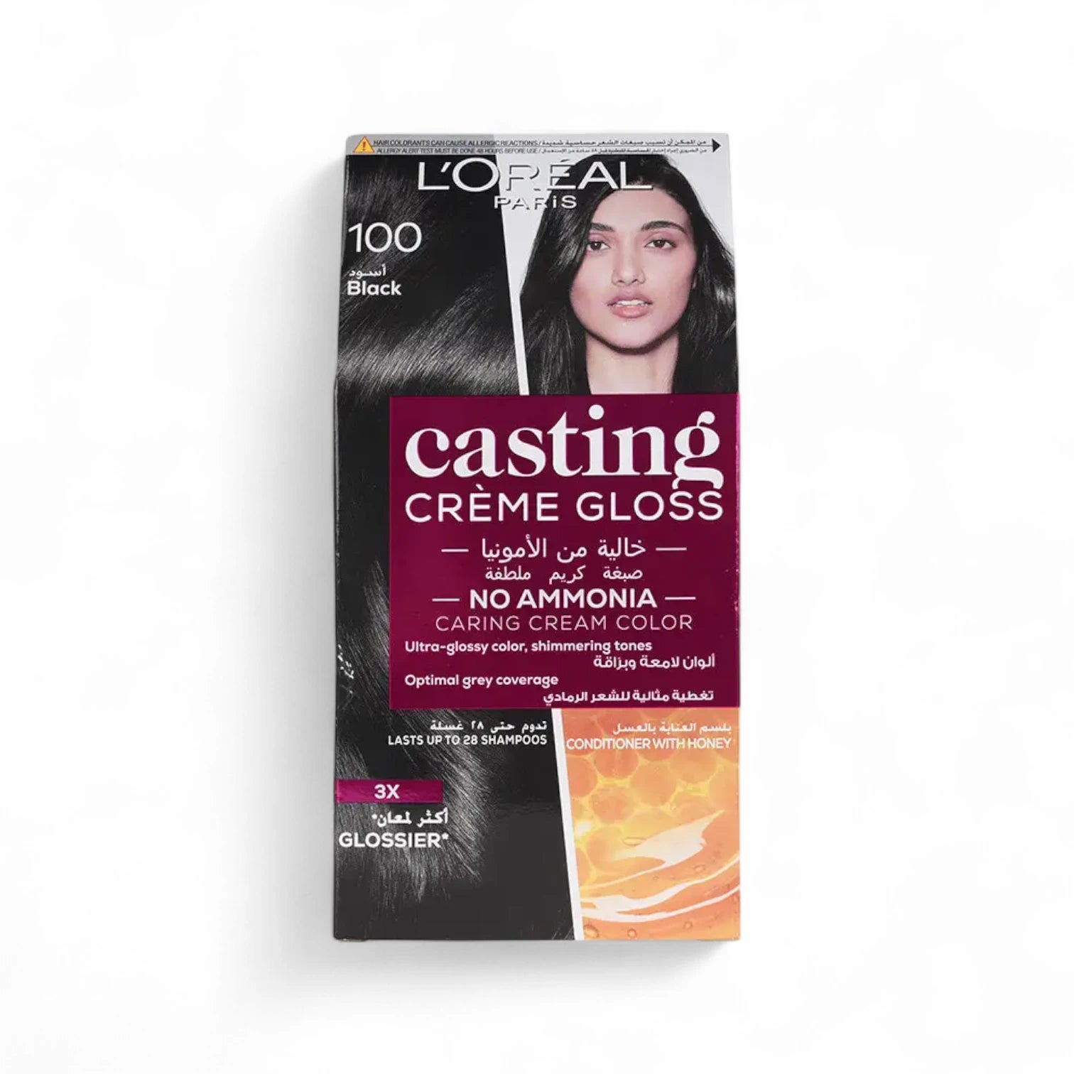’Oréal Paris Casting Crème Gloss Hair Dye 100 Black Liquorice | Ammonia-Free Semi-Permanent Color with Glycolic Gloss Complex – Lasts up to 32 Washes - Damoo