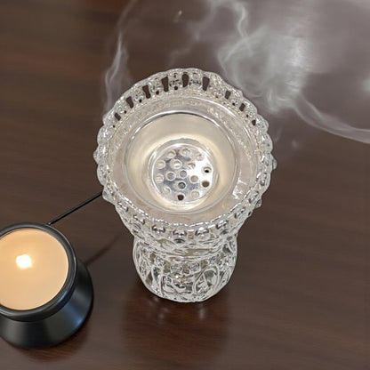 Silver Plated Embossed Incense Burner – Ornate Floral Metal Bukhoor Holder with Elegant Base, Home Fragrance Decor - Damoo