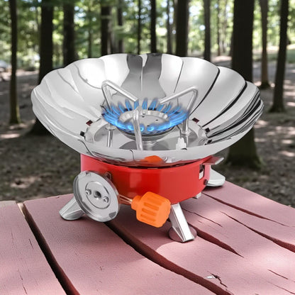 Mini Camping Stove – Windproof Foldable Portable Gas Burner for Outdoor Cooking, Survival, Backpacking, Hiking & Camping
