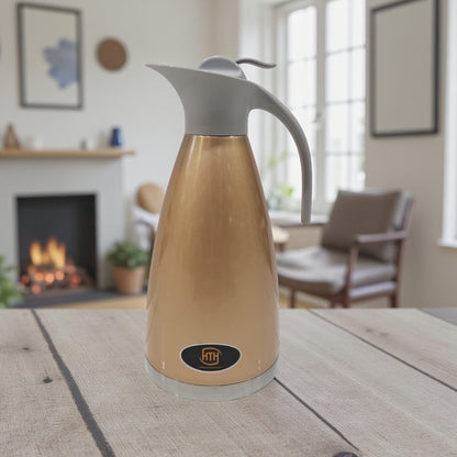 HTH Stainless Steel Vacuum Flask 2.0L (Model ECU-1) – Double Wall Insulated Thermos for Hot & Cold Beverages | Premium Press-Pour Design - Damoo