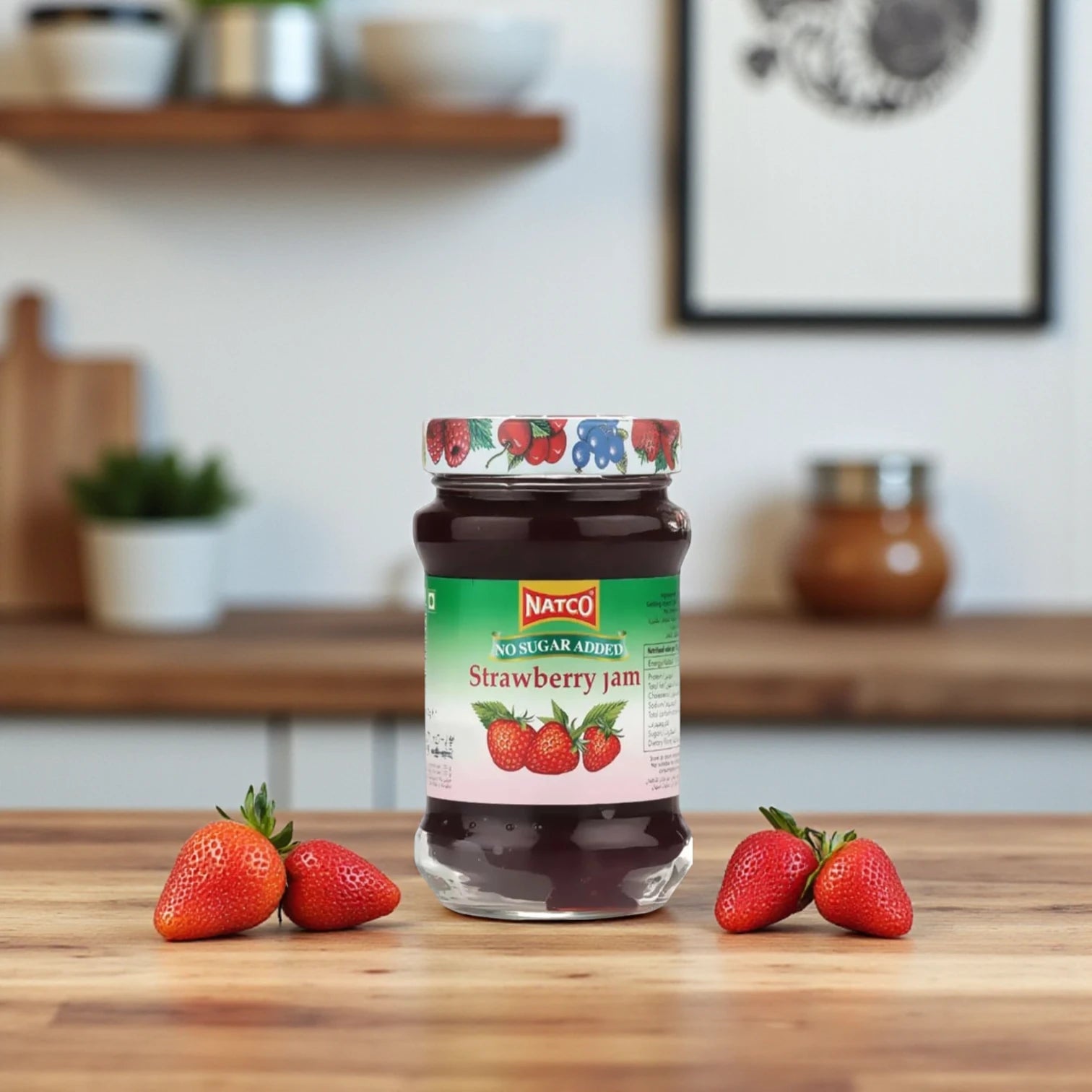 Natco Sugar Free Strawberry Jam – No Added Sugar, Naturally Sweet Fruit Spread for Toasts, Cakes & Desserts – 400g - Damoo
