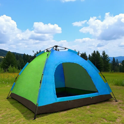 Automatic Camping Tent 2-4 Person | Spring Pop-Up Waterproof Outdoor Tent with Fiberglass Frame | Portable Single Layer Breathable Tent for Beach, Travel, Hiking & Camping