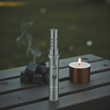 Passage Adjustable Torch Flame Lighter with Safety Lock – High-Temperature Resistant Metal Body – Refillable Gas Blow Torch for Oud, BBQ, Charcoal, Candles, Cooking & Outdoor Use