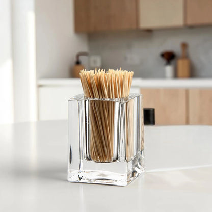 Clear Acrylic Toothpick Holder, Multi-Purpose Cotton Swab & Pen Holder (8H x 5L x 5W CM), Stylish Tabletop Organizer – Available in 2 Designs - Damoo