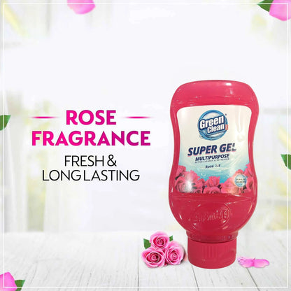 Green Clean Super Gel Multipurpose Cleaner – Rose Scent – Powerful Stain & Grease Remover – Easy Squeeze Bottles – 600g (Pack of 2)