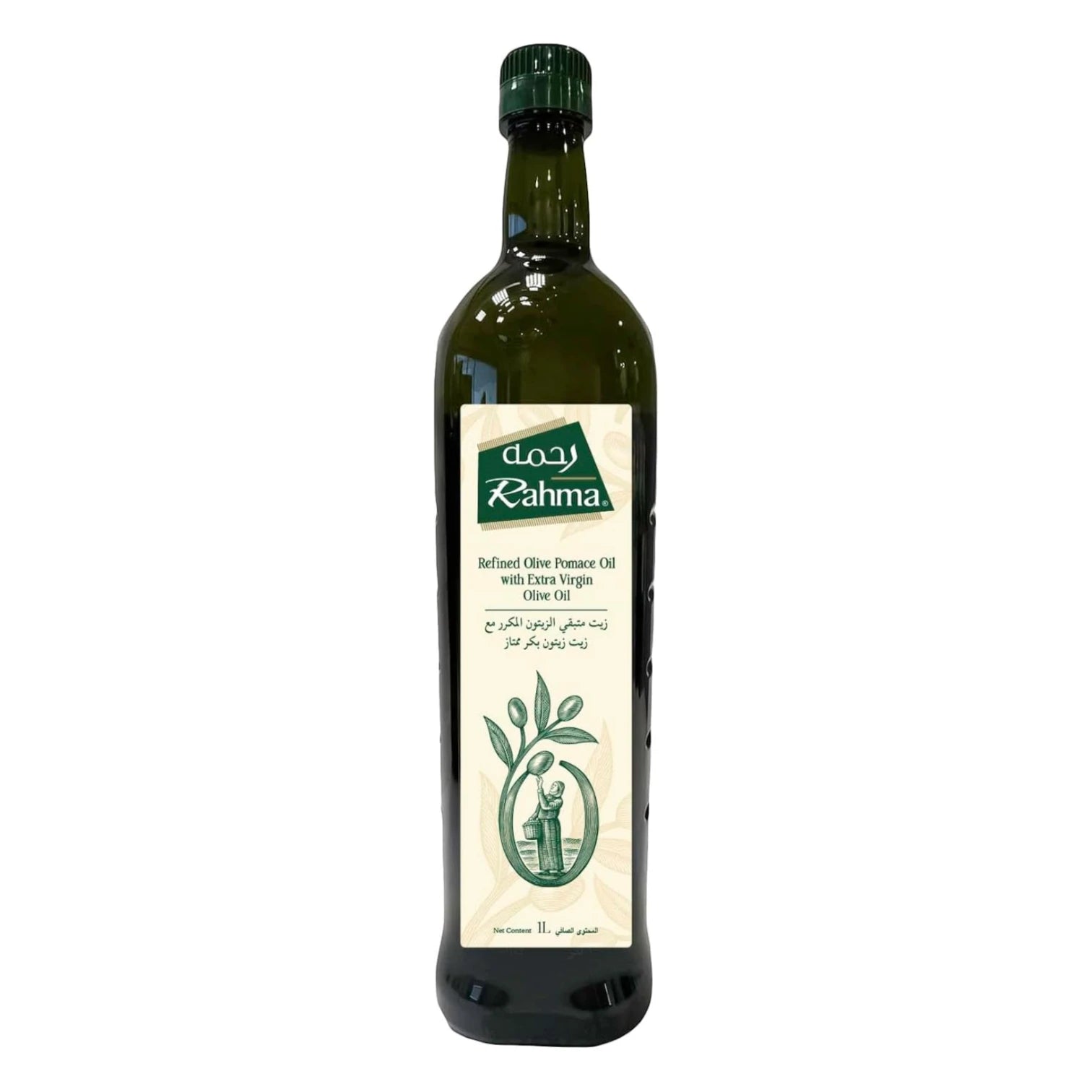 Rahma Refined Olive Pomace Oil with Extra Virgin Olive Oil – 1 Liter | Rich in Vitamins A & E, Zero Cholesterol, Versatile for Cooking & Beauty - Damoo