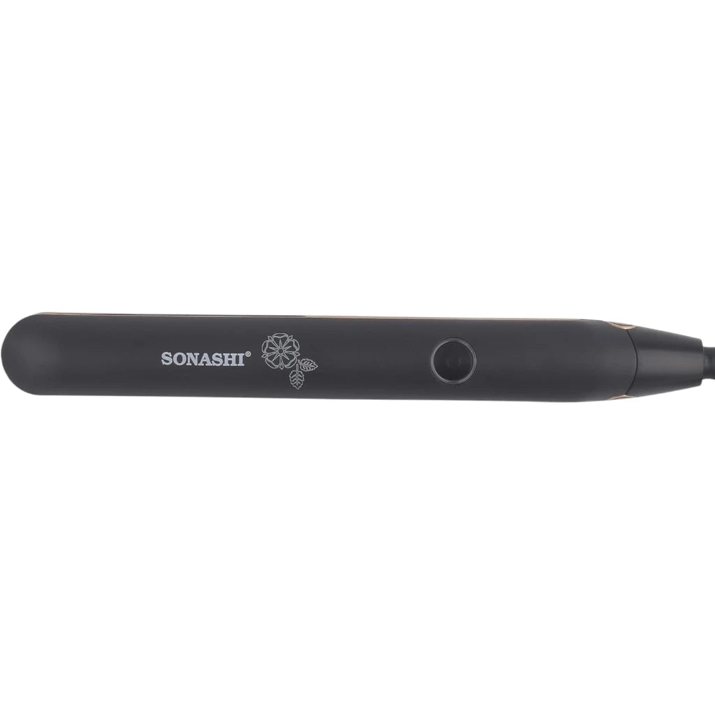Sonashi Hair Straightener with Ceramic Coating Floating Plates – Max Temperature 200°C, PTC Heating, 360° Swivel Cord, Lock Function & On/Off Switch – Compact Flat Iron for All Hair Types – 35W, Black - SHS-2067N - Damoo
