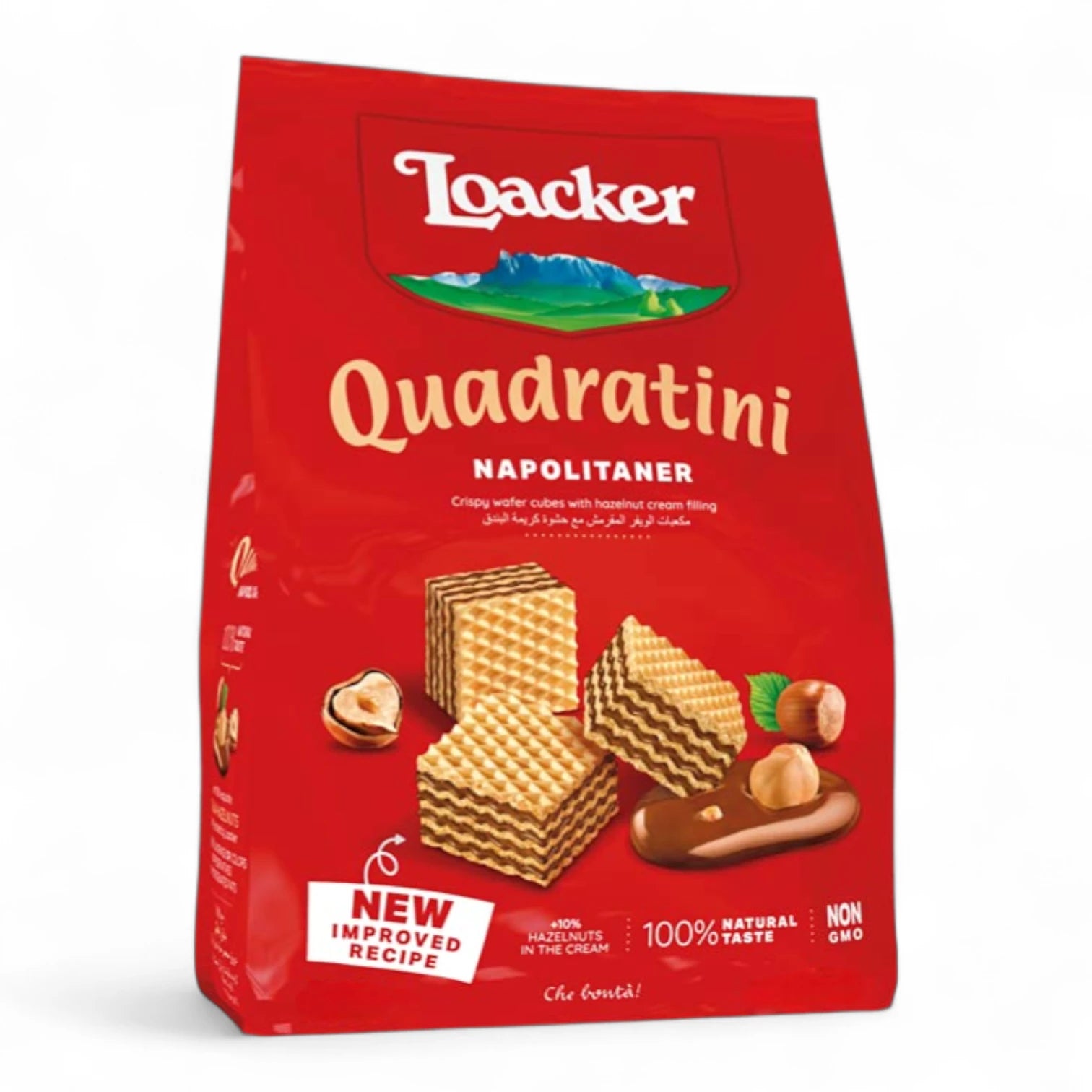 Loacker Quadratini Napolitaner Wafers – 125g | Crispy Wafers with Hazelnut Cream – Perfect for Parties, Weddings, and Birthdays - Damoo