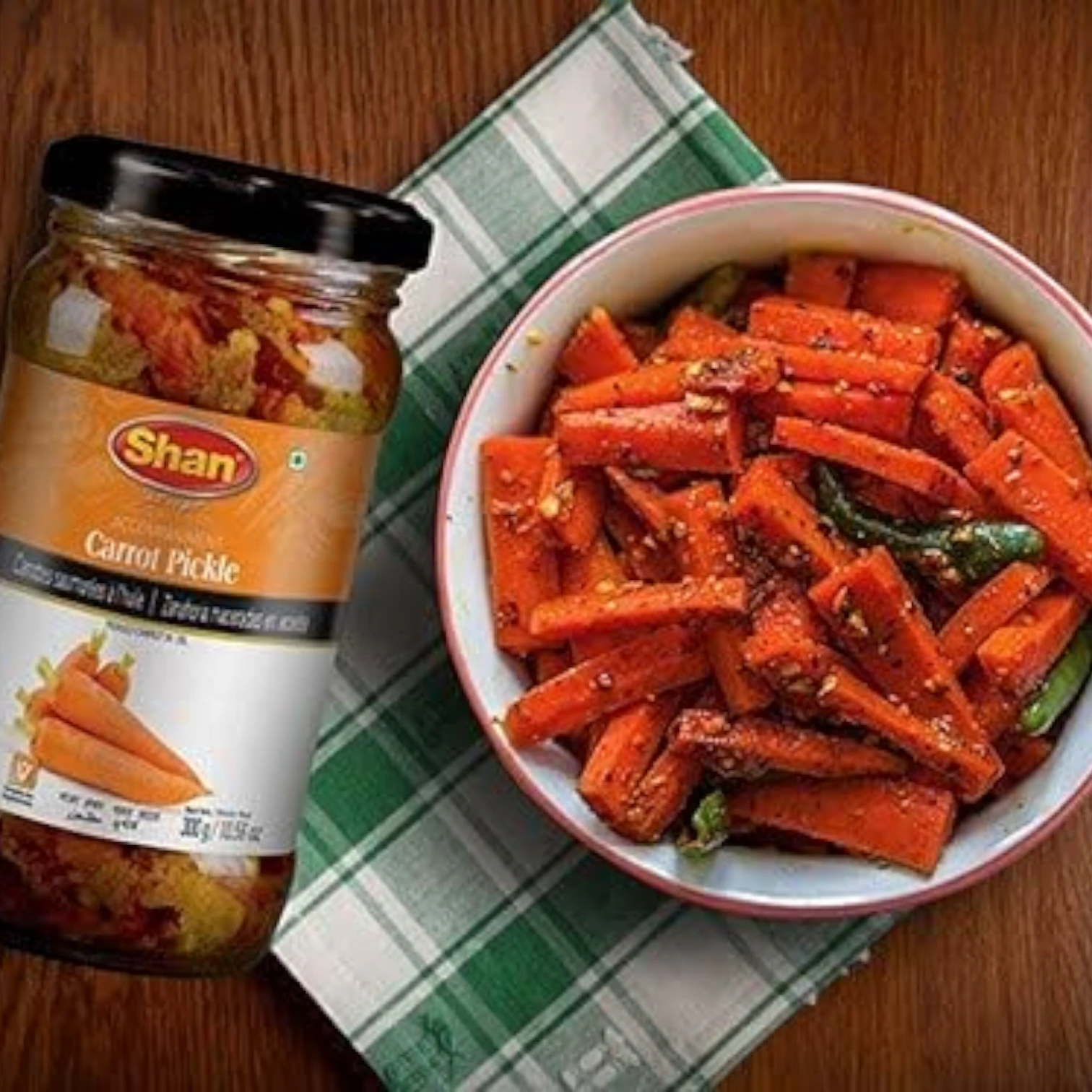 Shan Carrot Pickle 300g – Authentic Spicy Carrot & Mango Achar in Sunflower Oil | Bold Indian-Style Pickle with Mixed Spices | Halal Certified, Vegetarian-Friendly, No Artificial Flavors | Jar Packed for Freshness - Damoo
