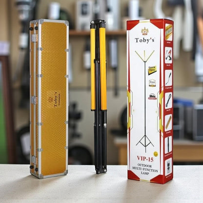 Toby’s VIP 15 Multifunctional Sanara Camping Light – 120W Ultra-Bright Rechargeable LED with 3 SMD Lamps & 360° Rotation | Adjustable Tripod 0.85m–3.5m | Outdoor Party, Camping & Event Lighting - Damoo