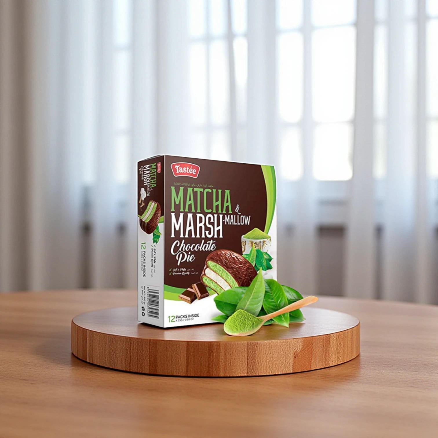 Tastee Matcha Marshmallow Chocolate Pie – 300g | Green Tea Flavoured Cream-Filled Snack Cakes - Damoo