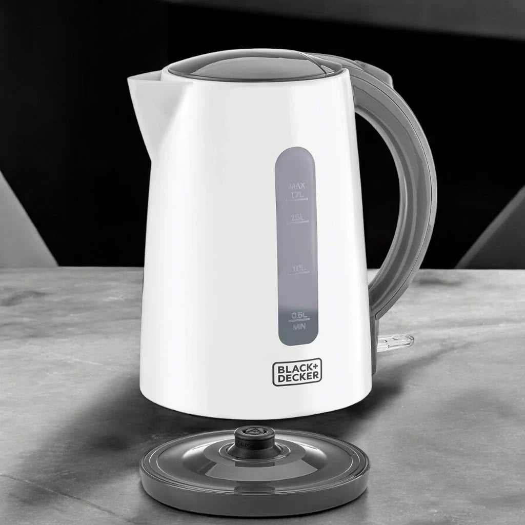 BLACK+DECKER Cordless Electric Kettle – 2200W Quick Boil 1.7L Lightweight Water Kettle with Auto Shut-Off, Boil-Dry Protection, 360° Swivel Base & Concealed Heating Element – White Plastic Design - JC70-B5 - Damoo