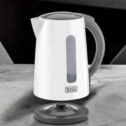 BLACK+DECKER Cordless Electric Kettle – 2200W Quick Boil 1.7L Lightweight Water Kettle with Auto Shut-Off, Boil-Dry Protection, 360° Swivel Base & Concealed Heating Element – White Plastic Design - JC70-B5 - Damoo