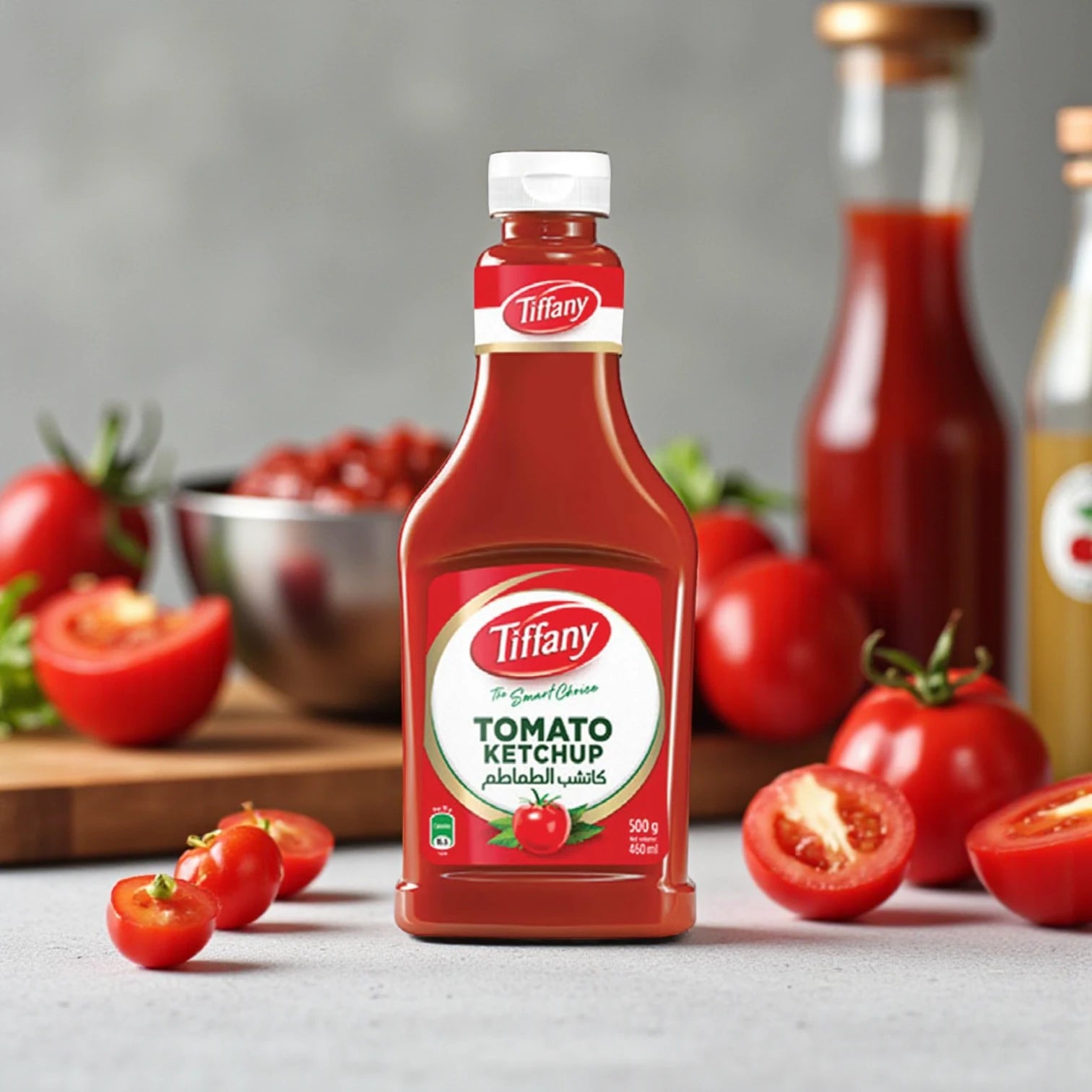 Tiffany Tomato Ketchup 500g | 100% Natural | No Preservatives | Sweet & Tangy | Ideal for Dips, Burgers, Sandwiches & Marinades | Squeezable Bottle - Damoo