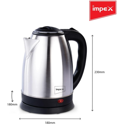 Impex STEAMER 1803 Stainless Steel Electric Kettle – 1.8L Capacity, 1500W Power, Triple Thermostat & Heat-Resistant Handle