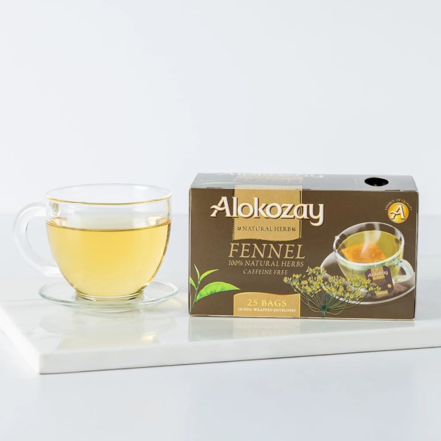 Alokozay Fennel Herbal Tea – 100% Natural Caffeine-Free Infusion | 25 Individually Foil-Wrapped Tea Bags | Soothing Digestive Tea Imported from Canada - Damoo