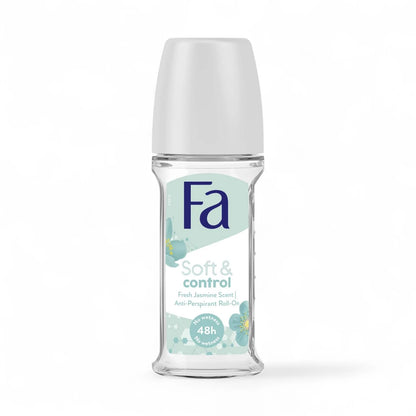 Fa Women’s Soft & Control Roll-On Deodorant – Fresh Jasmine Scent, 48H Anti-Perspirant Protection, Gentle on Skin, 50ml - Damoo