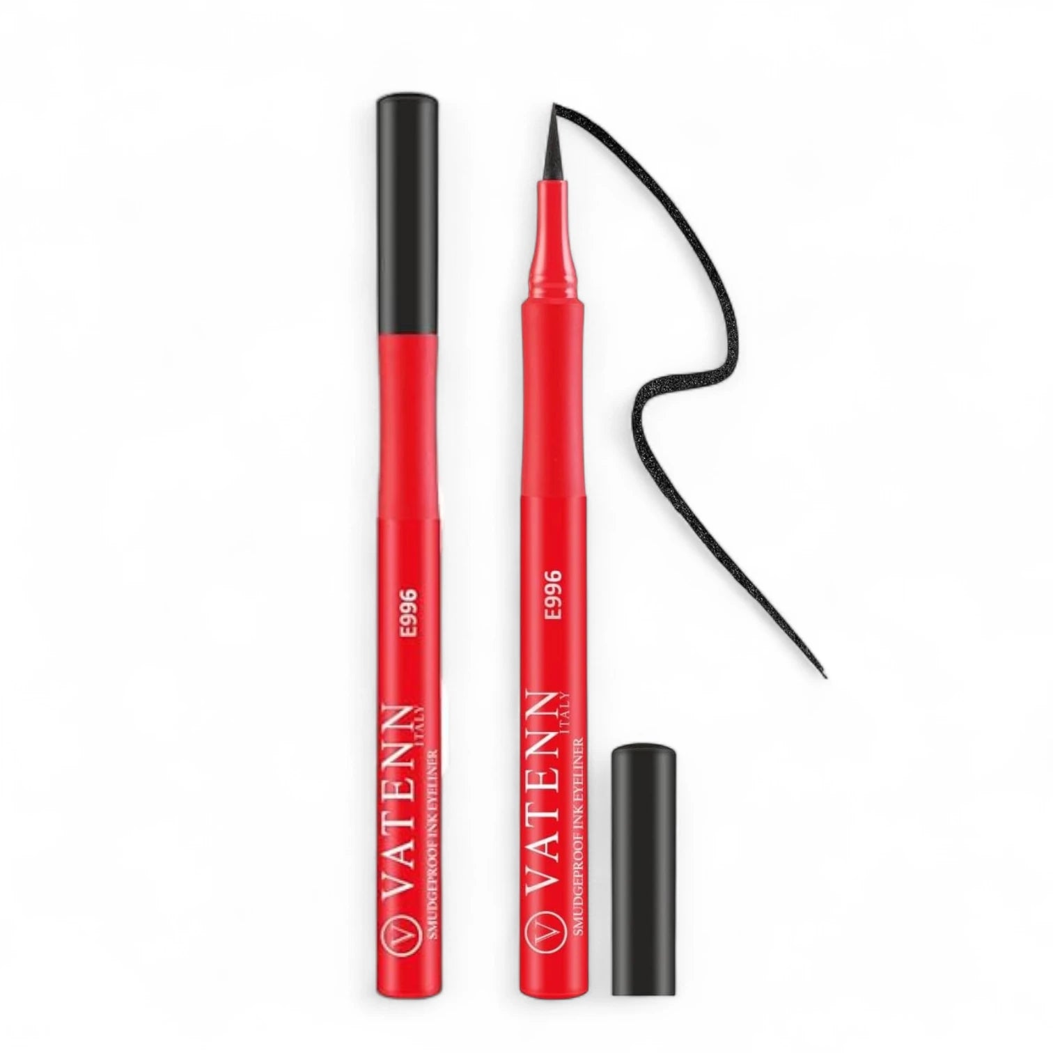 Vatenn Italy Smudgeproof Ink Eyeliner – Black | Waterproof, Long-Lasting Liquid Eyeliner with Precision Brush Tip & Matte Finish - Damoo