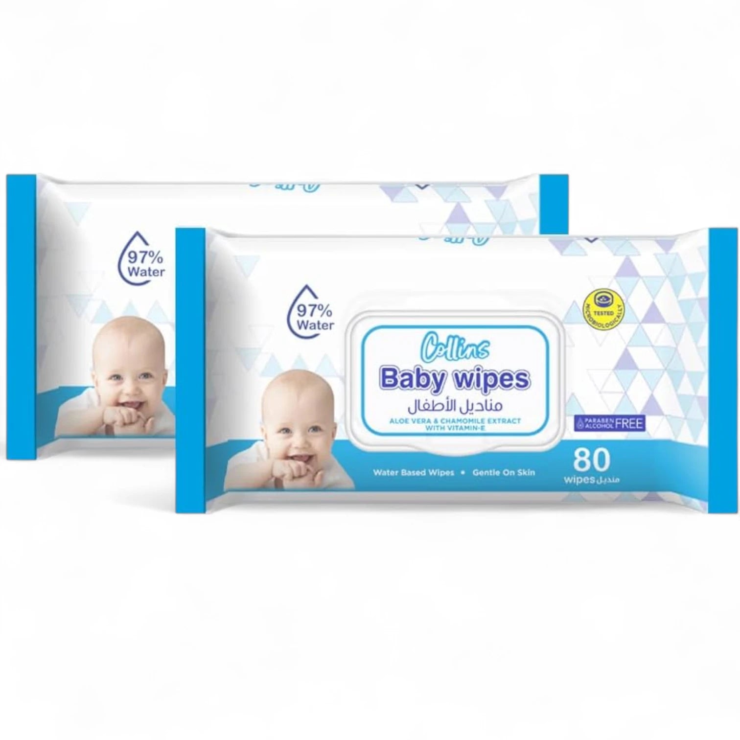 Collins Baby Wipes – 160 Wipes (80x2 Flip-Top Pack) | Hypoallergenic, Soft & Durable | Gentle for Sensitive Skin | Alcohol-Free & Travel-Friendly Baby Wipes - Damoo