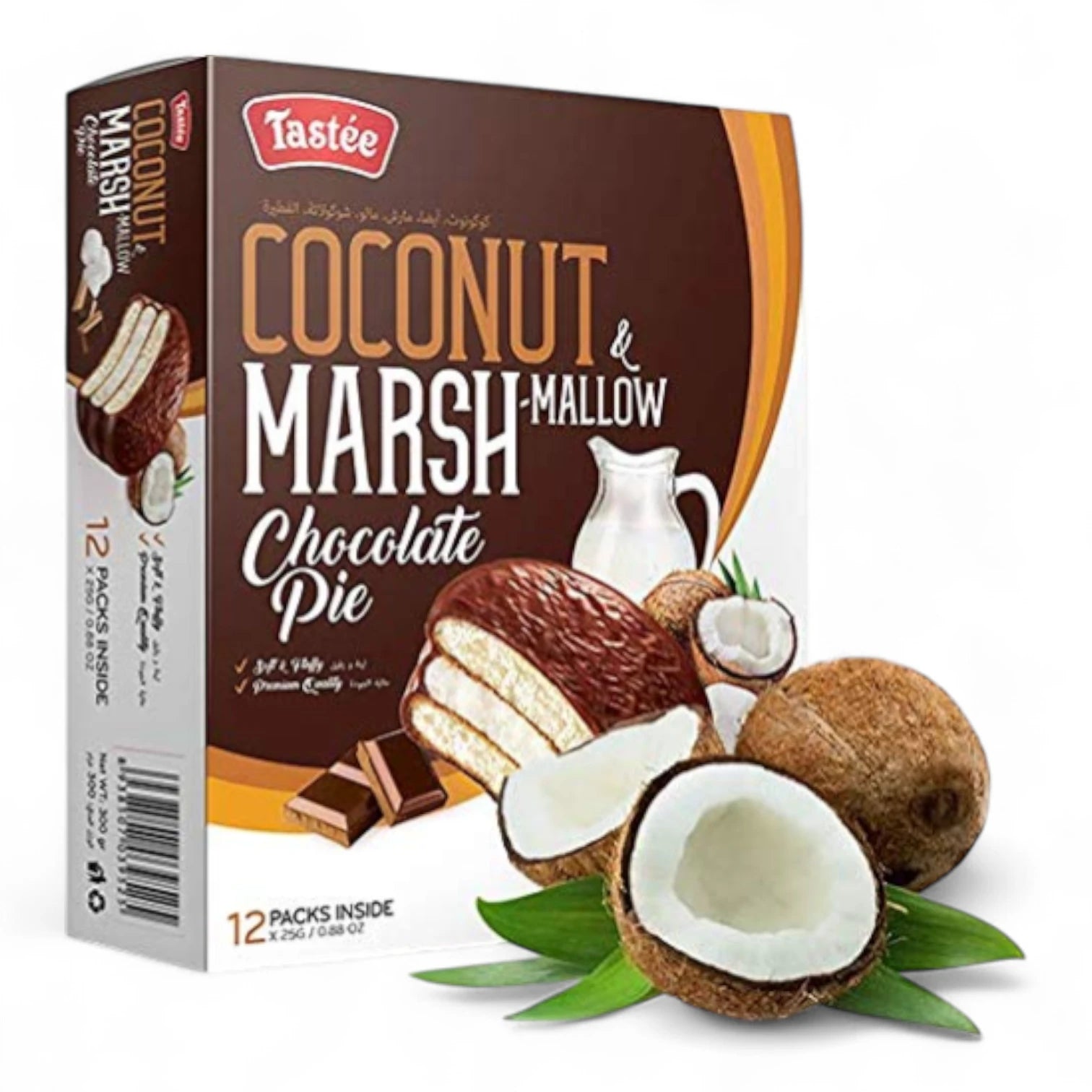 Tastee Coconut Marshmallow Chocolate Pie – 300g | Cream-Filled Coconut Snack Cakes Coated in Chocolate - Damoo