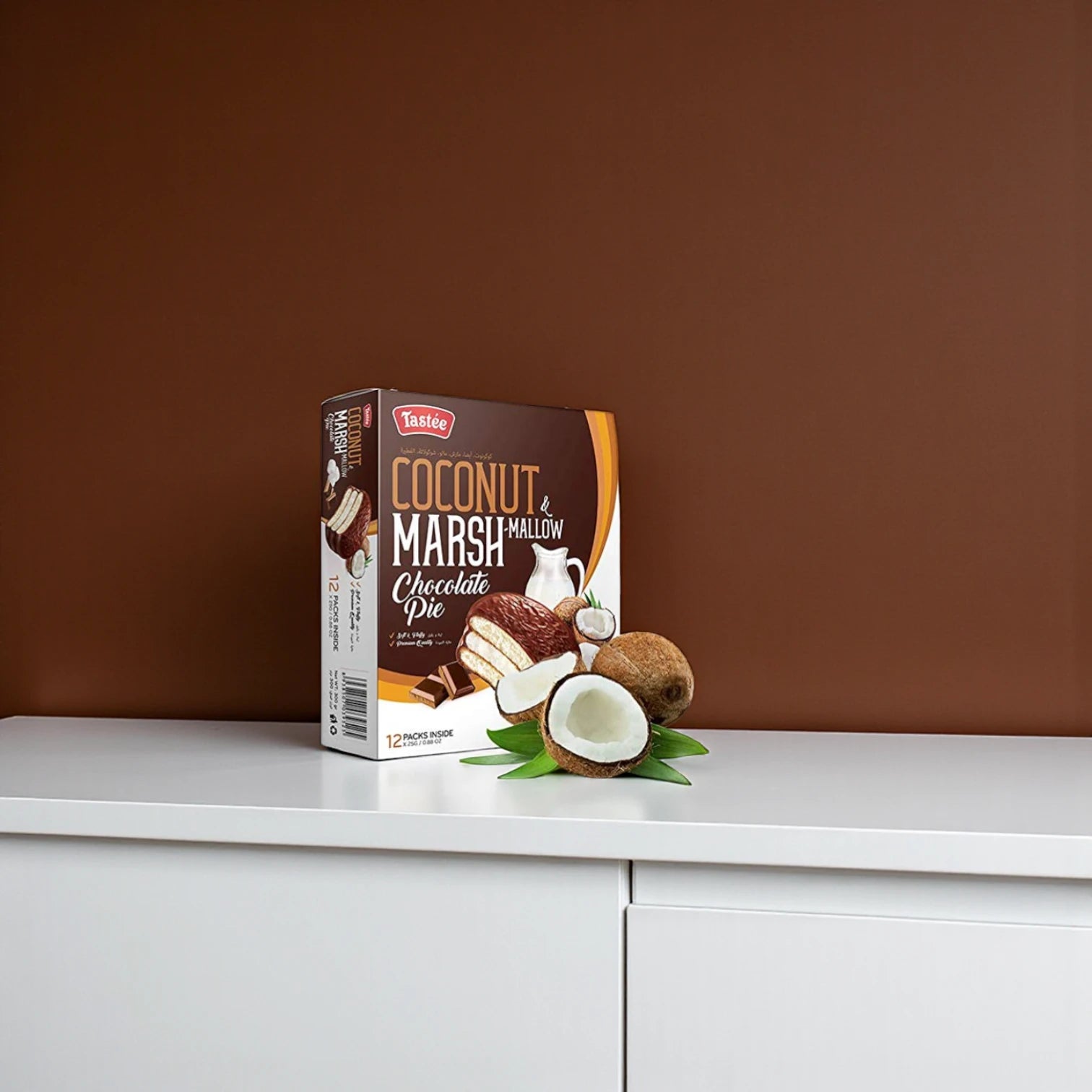Tastee Coconut Marshmallow Chocolate Pie – 300g | Cream-Filled Coconut Snack Cakes Coated in Chocolate - Damoo