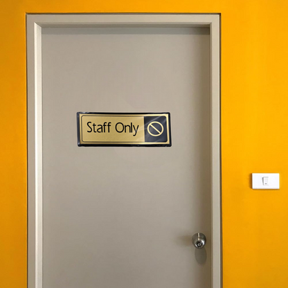 Golden “Staff Only” Door Sticker – Premium Gold & Black Vinyl Sign for Offices, Stores, Restaurants & Restricted Areas (11×28 cm) - Damoo