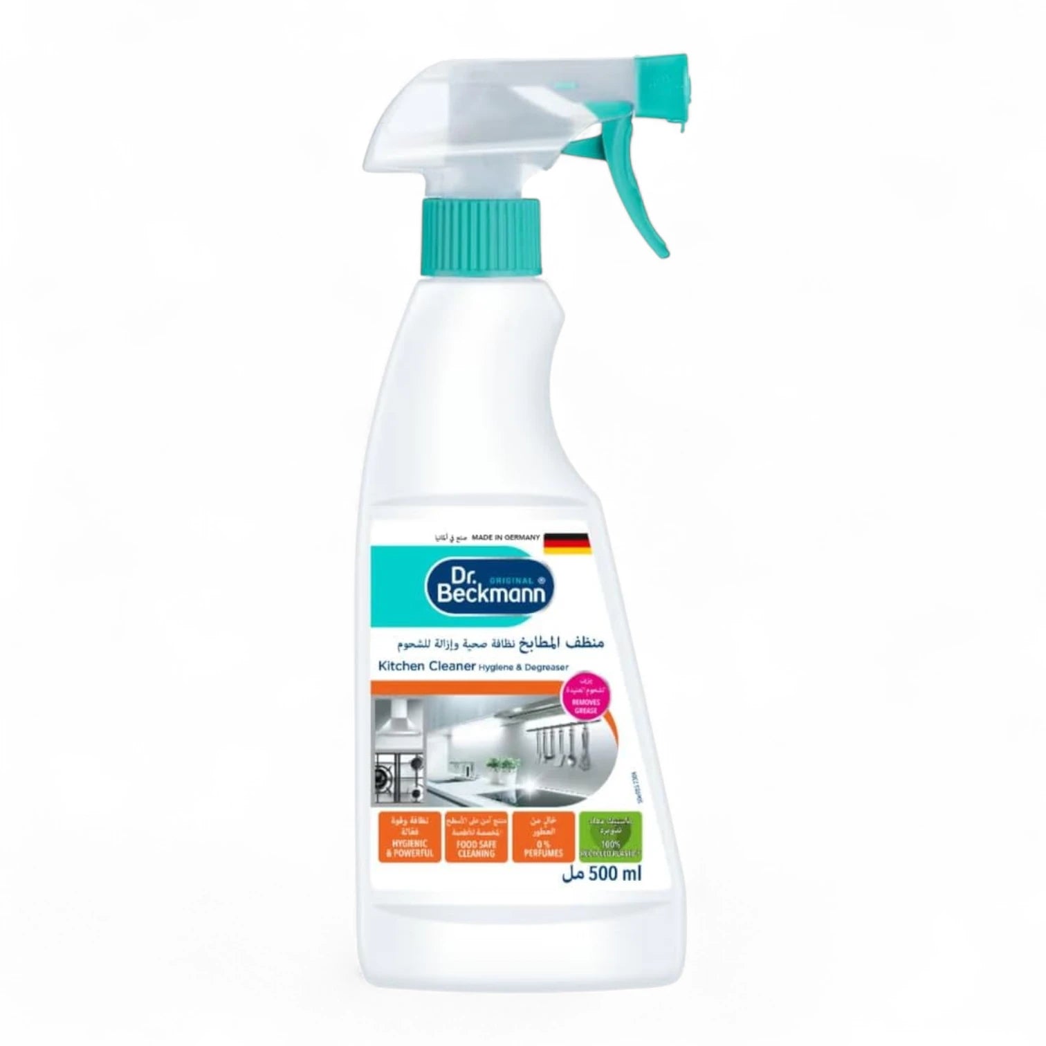 Dr. Beckmann Kitchen Cleaner Hygiene & Degreaser – Powerful Grease Remover, Food-Safe Cleaning, Hygienic & Fresh Formula, Made in Germany – 500ml Spray