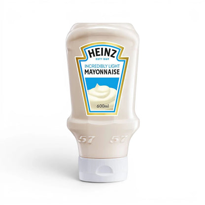 Heinz Incredibly Light Mayonnaise Top Down Squeezy Bottle 600ml, Reduced Fat Creamy Mayo Spread, Smooth Dressing for Sandwiches Salads Wraps & Dips - Damoo