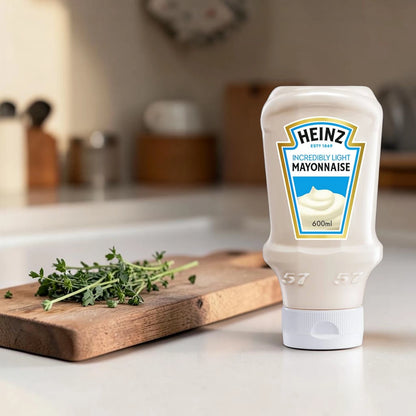 Heinz Incredibly Light Mayonnaise Top Down Squeezy Bottle 600ml, Reduced Fat Creamy Mayo Spread, Smooth Dressing for Sandwiches Salads Wraps & Dips - Damoo
